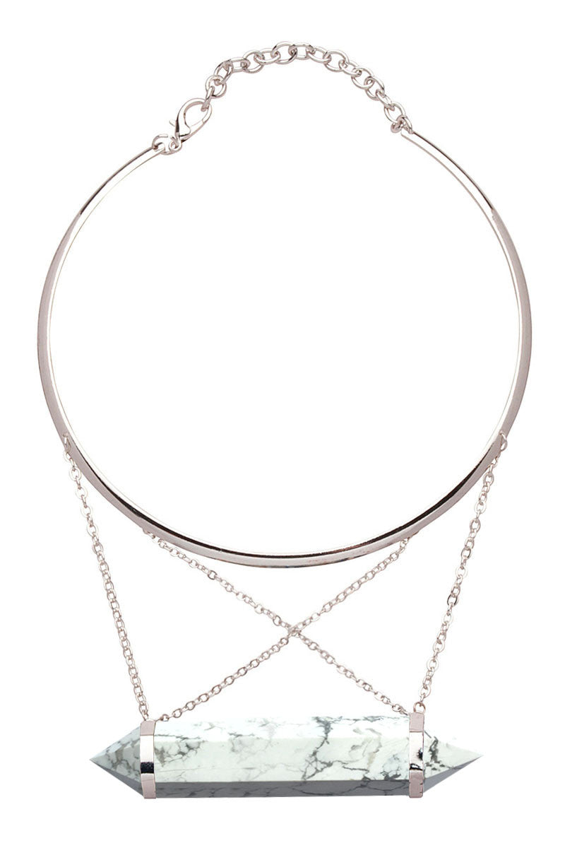 White Marble Crossover Crystal Choker